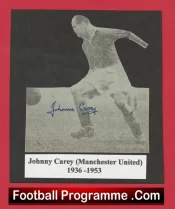 Manchester United Johnny Carey Autograph Signed Picture Man Utd 1940s