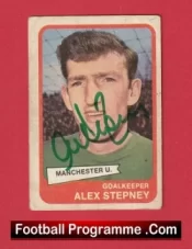 Manchester United Alex Stepney Autograph Signed Football Card Man Utd 1960s