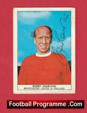 Manchester United Bobby Charlton Autograph Signed Football Card Man Utd 1960s