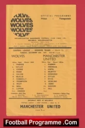 Wolves Wolverhampton v Manchester United 1967 – Reserves Game