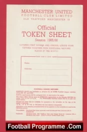 Manchester United Official Man Utd Token Sheet 1965 – 1966