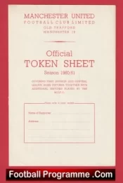 Manchester United Official Token Sheet 1960 – 1961