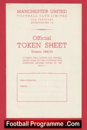 Manchester United Official Token Sheet 1960 – 1961