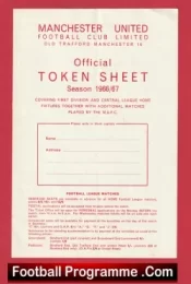 Manchester United Official Token Sheet 1966 – 1967