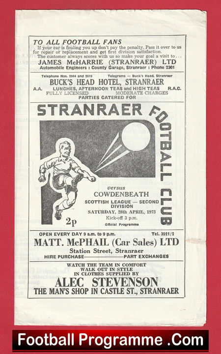 Stranraer v Cowdenbeath 1973 - Stair Park Scotland - Image 2