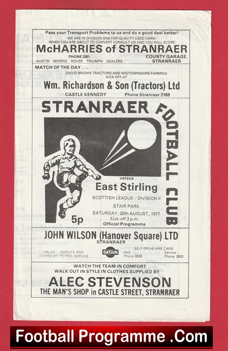 Stranraer v East Stirling 1977 - Football Programmes - Image 2