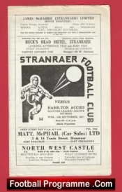 Stranraer v Hamilton Academical 1967 – Football Programme