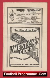 Hereford United v Gloucester City 1947 – Old Football Programmes