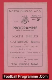  North Shields v Gateshead 1951 - Reserves Football Programme .COM Football Programmes Memorabilia