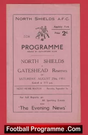  North Shields v Gateshead 1951 - Reserves Football Programme .COM Football Programmes Memorabilia