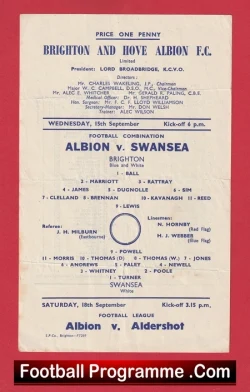  Brighton Hove Albion v Reading 1948 - Single Sheet Football Programme .COM Football Programmes Memorabilia