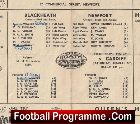 Newport Rugby v Blackheath 1948 - Rugby Programmes - Image 3