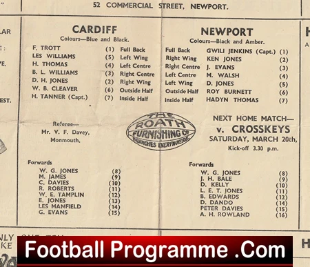 Newport Rugby v Cardiff 1948 - Rugby Programmes - Image 3
