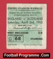 England v Scotland 1965 – Schoolboys Football Ticket