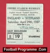 England v Scotland 1967 – Schoolboys Football Ticket