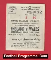 England v Wales 1961 – Schoolboys Football Ticket