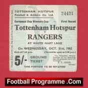 Tottenham Hotspur v Glasgow Rangers 1962 – ECWC Match Ticket