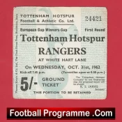 Tottenham Hotspur v Glasgow Rangers 1962 – ECWC Match Ticket