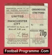Manchester United v Manchester City 1977 – 1970s Match Ticket