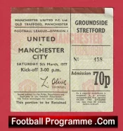 Manchester United v Manchester City 1977 – 1970s Match Ticket