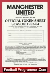 Manchester United Official Token Sheet 1983 – 1984