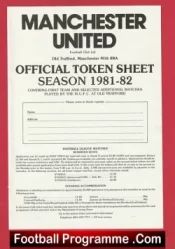 Manchester United Official Token Sheet 1981 – 1982