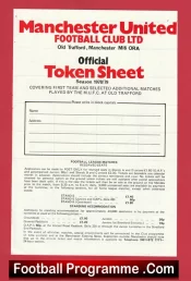 Manchester United Official Token Sheet 1978 – 1979