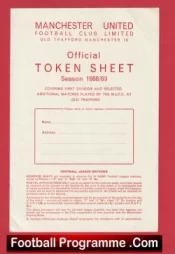 Manchester United Official Token Sheet 1968 – 1969