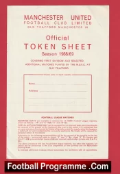 Manchester United Official Token Sheet 1968 – 1969