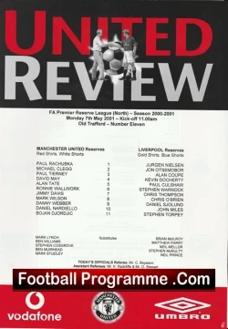  Manchester United v Manchester City 2001 - Reserves Match Football Programme .COM Football Programmes Memorabilia