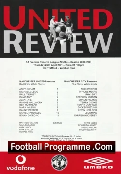  Manchester United v Middlesbrough 2001 - Reserves Match Football Programme .COM Football Programmes Memorabilia