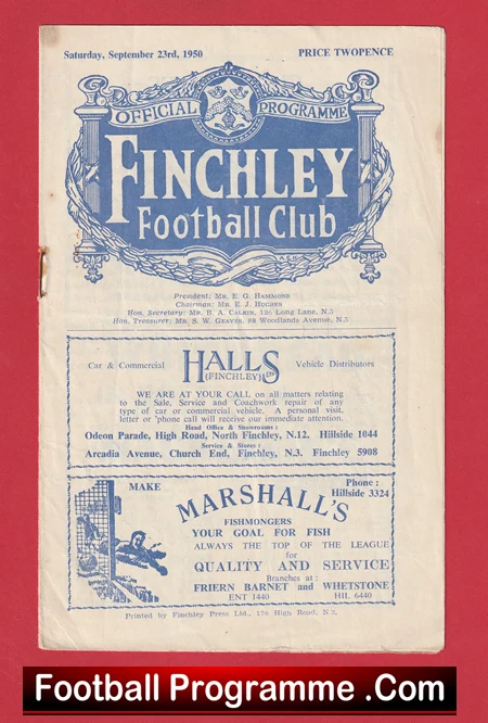 Finchley v Cambridge Town 1950 - Athenian League - Image 2