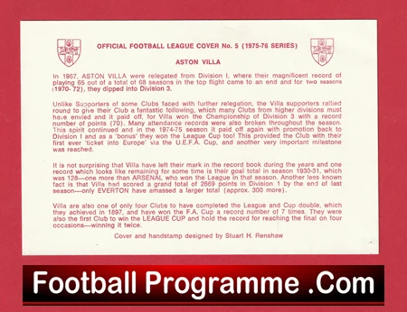 Aston Villa v Antwerp 1977 - UEFA Cup FDC Signed Cyril Regis - Image 3