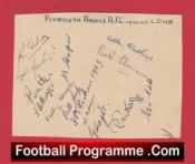Plymouth Argyle Football Club Multi Autographed Signed Sheet 1946 1947