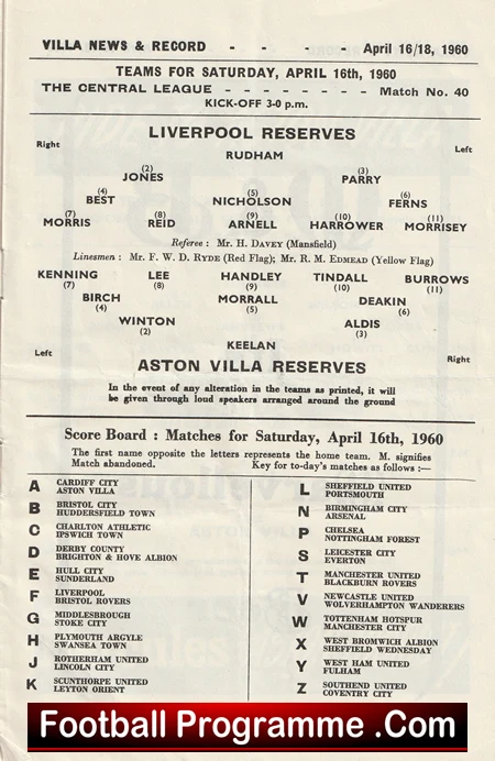 Aston Villa v Liverpool 1960 - Reserves + Stoke City - Image 3