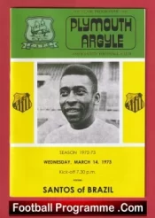 Plymouth Argyle v Santos 1973 – PELE Friendly Brazil Multi Signed