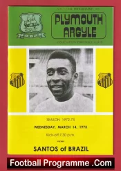 Plymouth Argyle v Santos 1973 – PELE Friendly Brazil Multi Signed