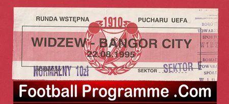 Widzew Lodz v Bangor City 1995 - Plus Match Ticket Poland - Image 4