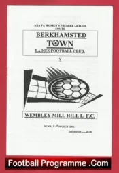 Berkhamsted Town Ladies v Wembley Mill Hill 2001 – Womens Football