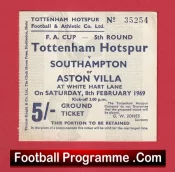 Tottenham Hotspur v Aston Villa 1969 – Old Football Tickets