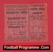 Manchester United v Manchester City 1969 – Old Football Ticket