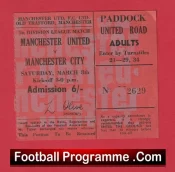 Manchester United v Manchester City 1969 – Old Football Ticket