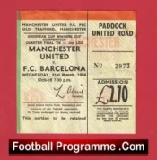 Manchester United v Barcelona 1984 – Match Ticket v Barca Maradona