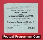 Port Vale v Manchester United 1983 – Match Ticket