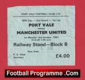 Port Vale v Manchester United 1983 – Match Ticket