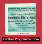 Manchester City v Manchester United 1972 – Football Match Ticket