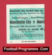 Manchester City v Manchester United 1972 – Football Match Ticket