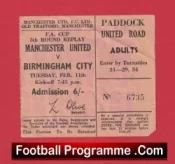Manchester United v Birmingham City 1969 – Ticket FA Cup Replay