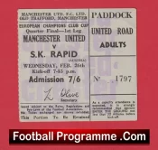 Manchester United v Rapid Vienna 1969 – European Cup Quarter Final Ticket