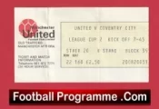 Manchester United v Coventry City 1980 – League Cup Football Ticket